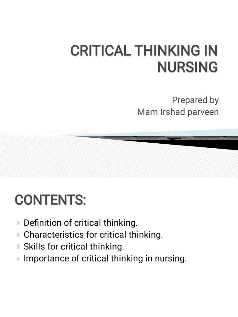 Critical Thinking in Nursing Essentials | PDF