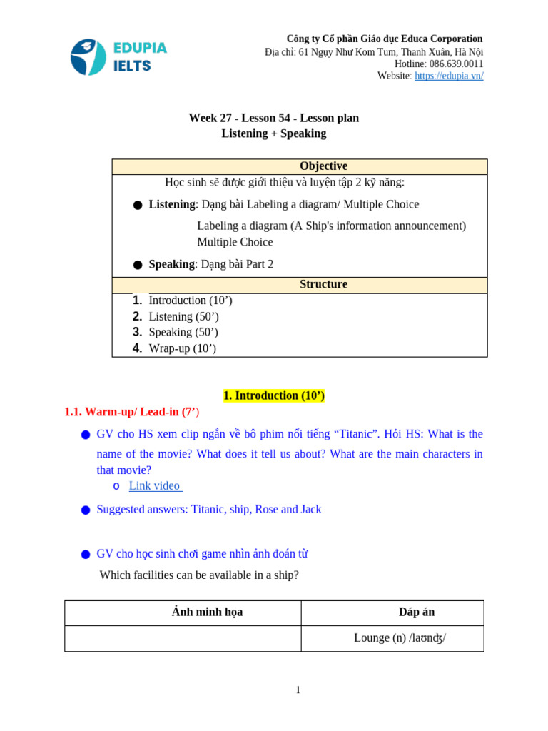 Lesson 54 - Lesson Plan | PDF