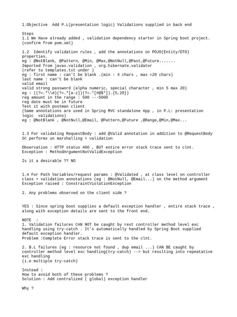 Spring Boot Validation & Exception Handling | PDF | Software | Software ...