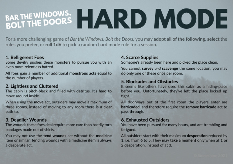 Hard Mode Rules for Bar the Windows Game | PDF