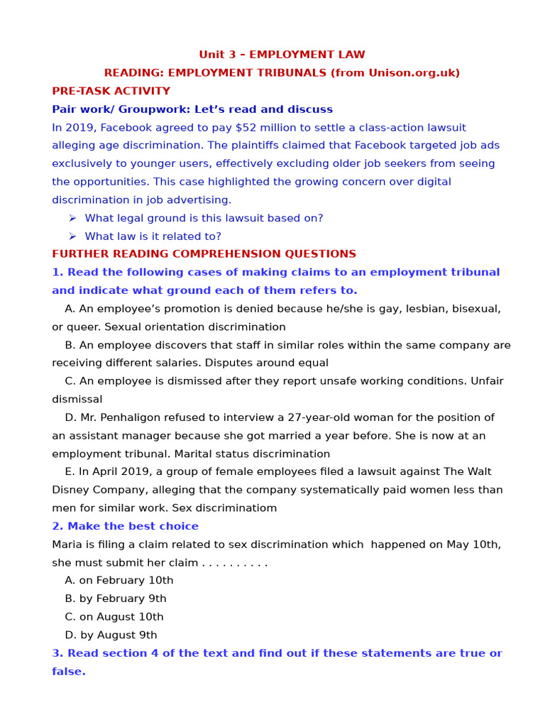 Understanding Employment Law Claims | PDF | Discrimination | Employment