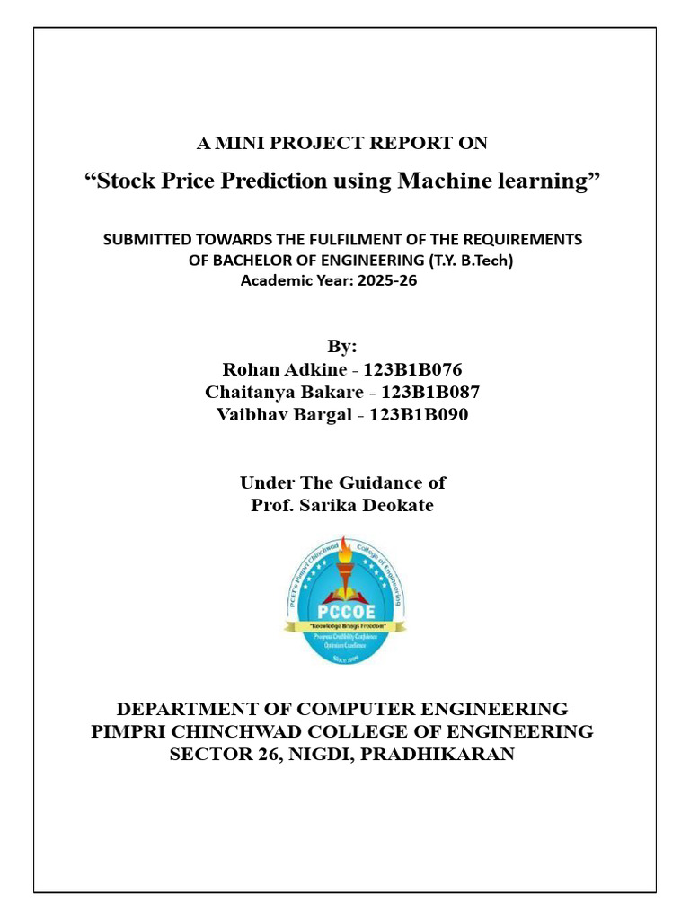 Stock Price Prediction with ML Techniques | PDF | Machine Learning ...