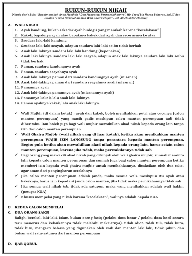 Rukun Nikah: Wali dan Saksi dalam Pernikahan | PDF