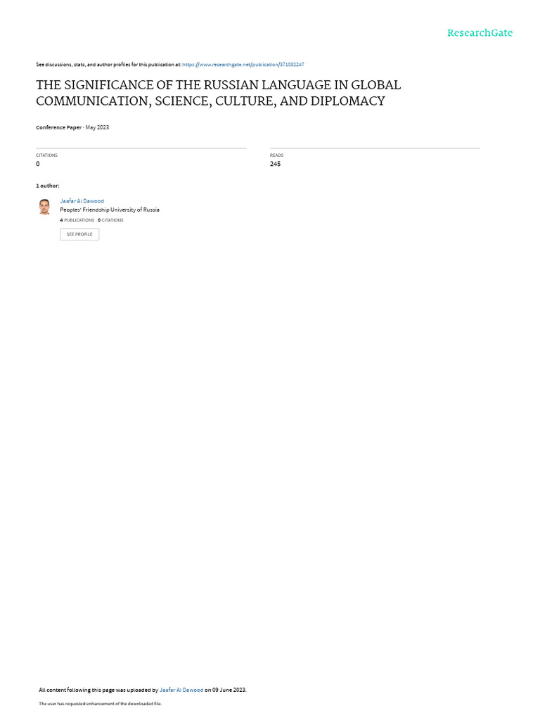 Importance of Russian in Global Communication | PDF | Russian Language ...