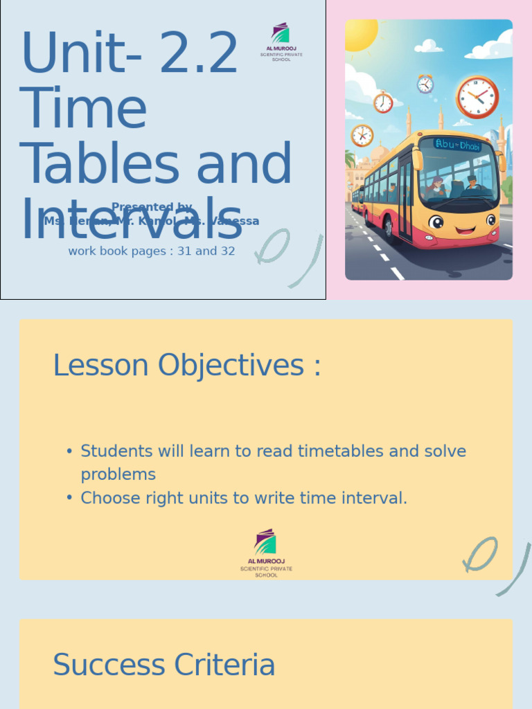 Unit 2.2 Time Intervals Day 2 Week 11 | PDF | Public Transport