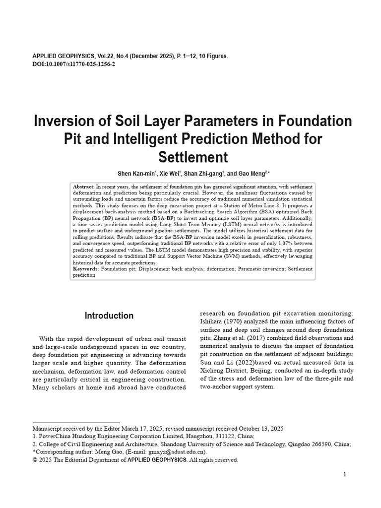 Soil Parameter Inversion & Settlement Prediction | PDF | Inverse ...