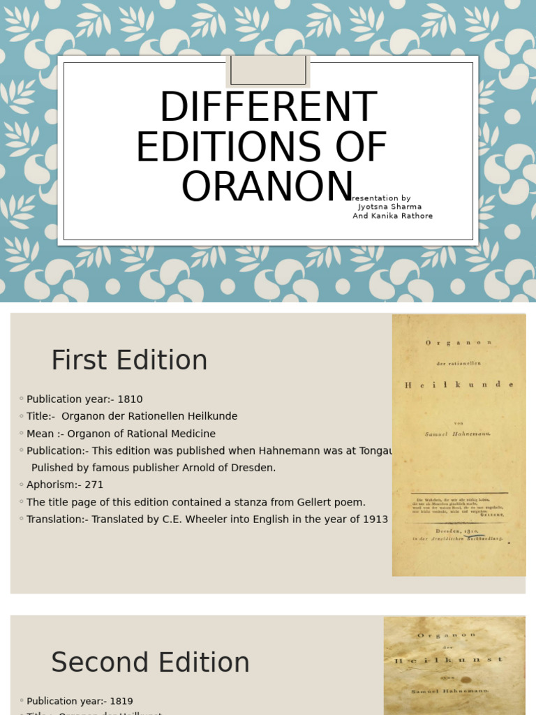 Editions of Organon: A Historical Overview | PDF