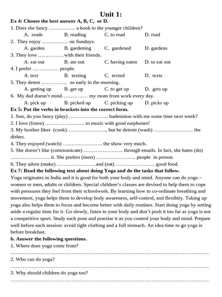 Exercise of Unit 1 | PDF