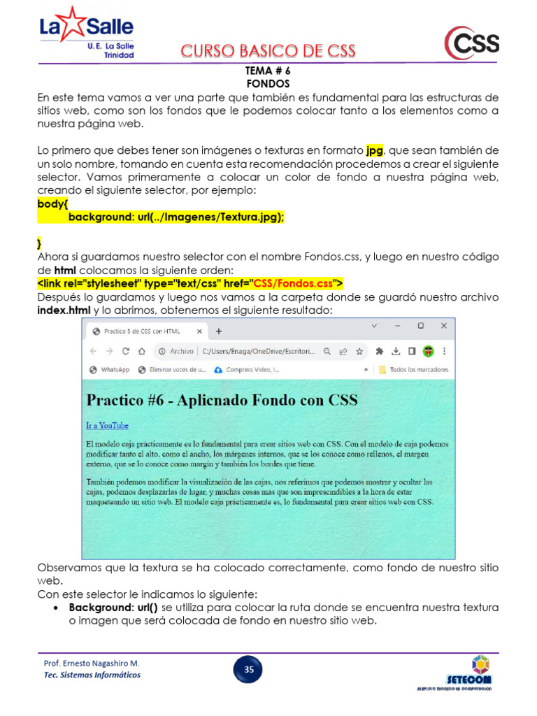 TEMA CSS BASICO - 06 - Fondos Con CSS | PDF | Sitios web | Red mundial