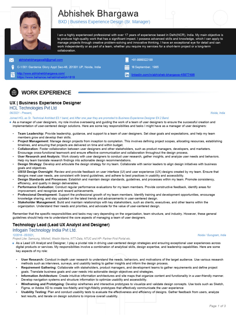 Senior UX Designer with 17 Years Experience | PDF | Usability | User ...