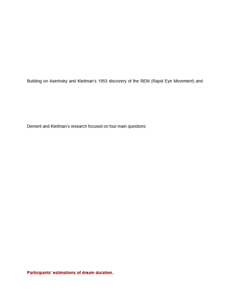 Sleep and Dreaming Study: REM Insights | PDF | Sleep | Rapid Eye ...