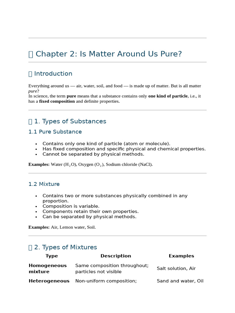 Understanding Pure Substances and Mixtures | PDF | Mixture | Chemical ...