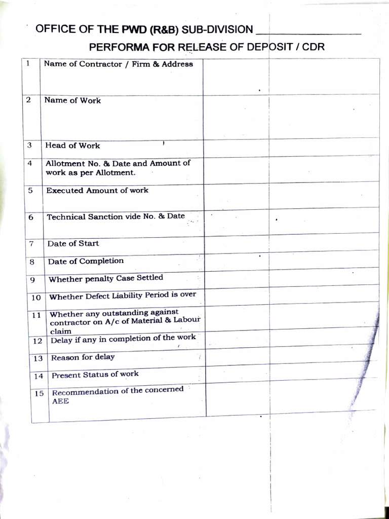 Deposit and CDR and Rent Assesment | PDF