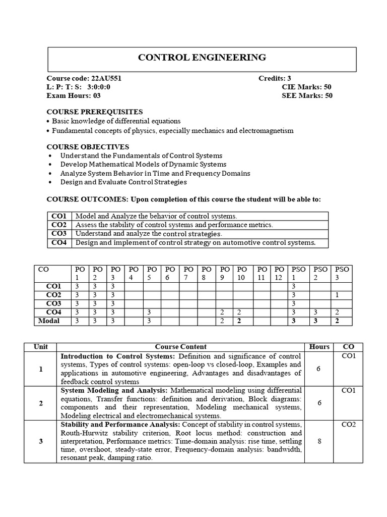 Control Systems Course Overview | PDF | Control Theory | System