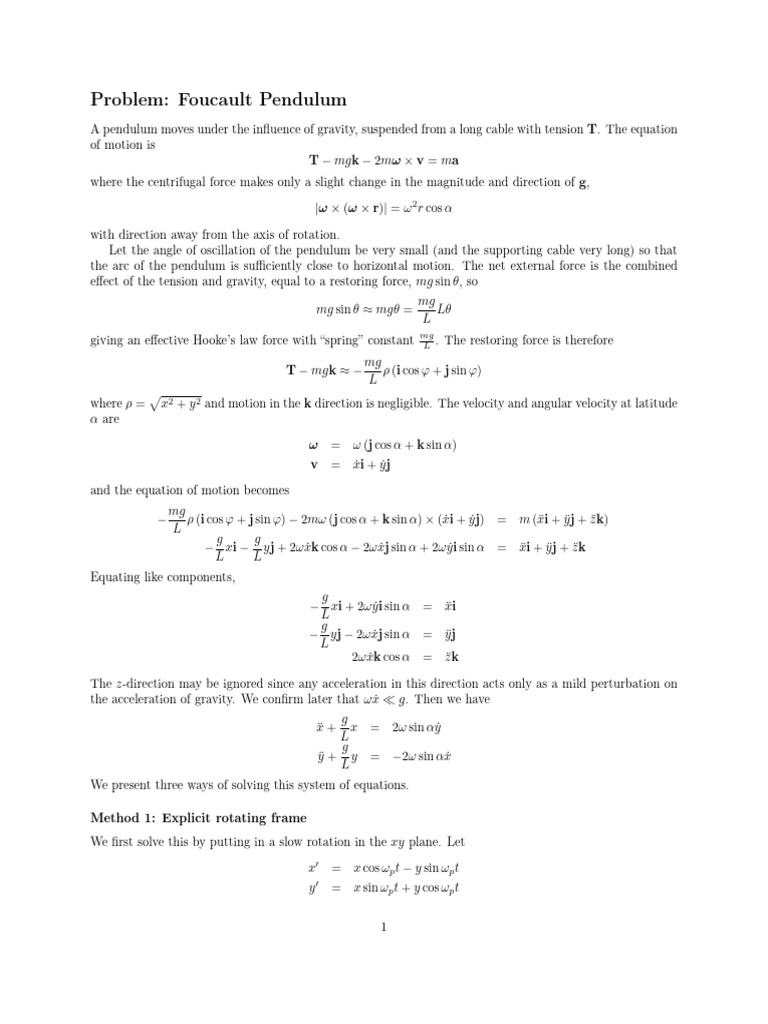 CM Foucault Pendulum | PDF | Force | Pendulum
