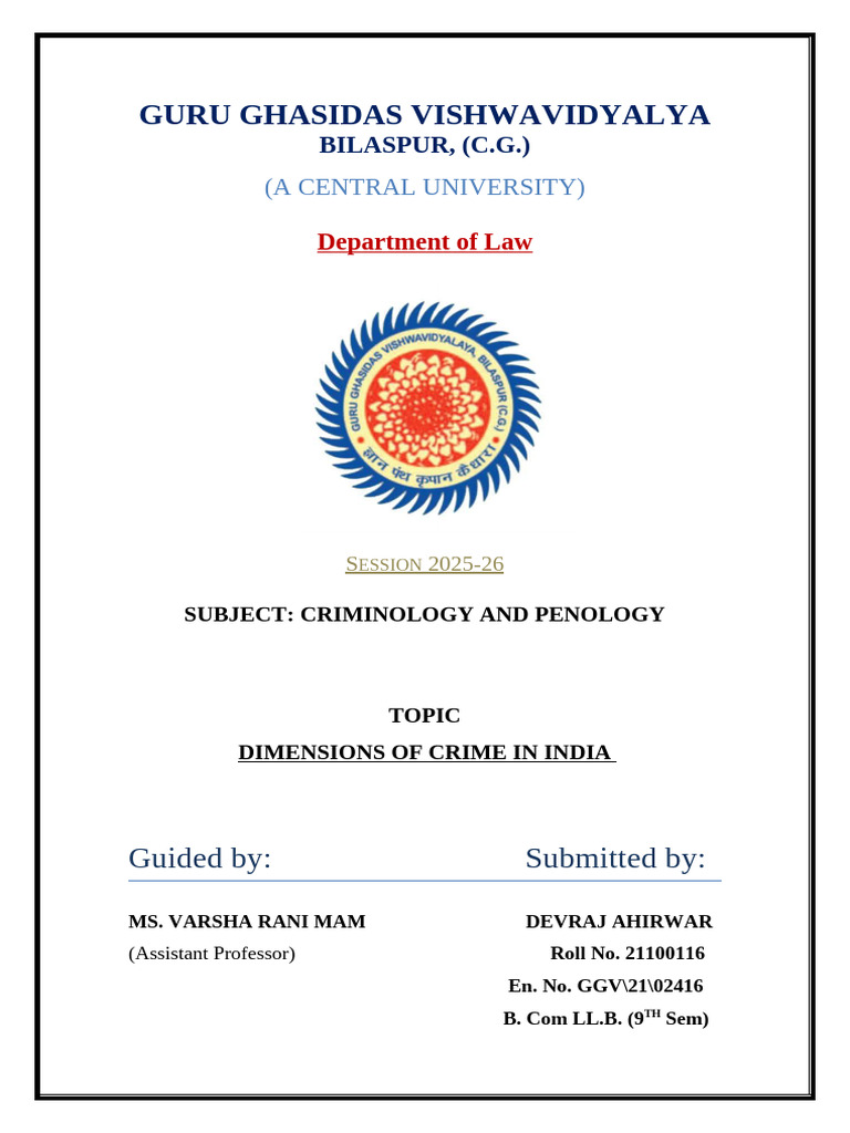 Dimensions of Crime in India Analysis | PDF | Crimes | Crime & Violence