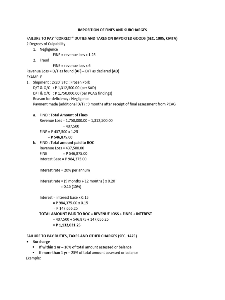 Customs Fines and Surcharges Explained | PDF | Economies | Business