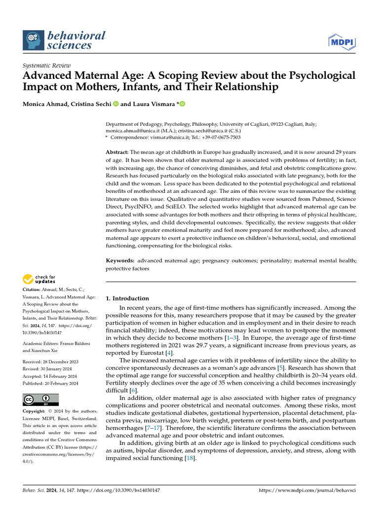 Psychological Effects of Advanced Maternal Age | PDF | Pregnancy ...