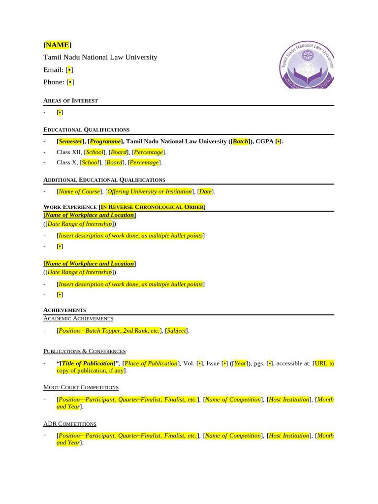 University CV Format | PDF