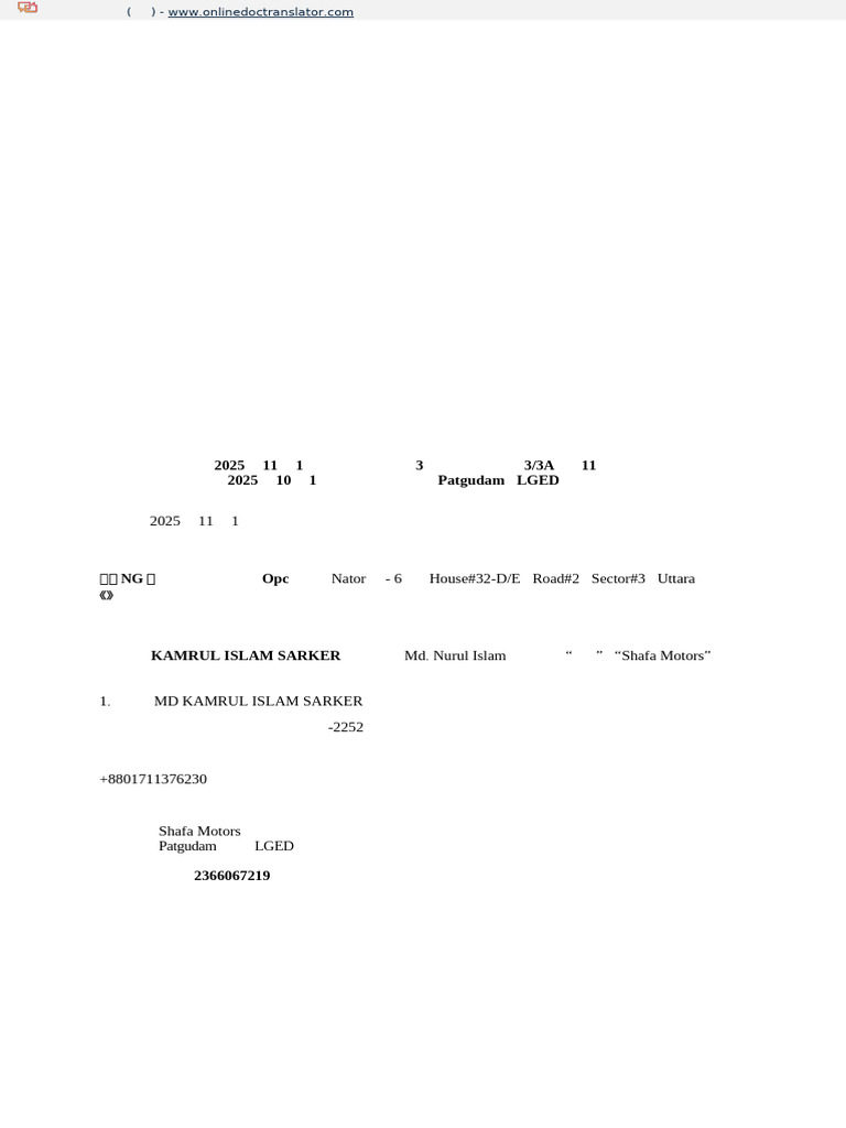 Agreement of Cooperation BS - Shafa Motors Mymensingh (1) .En - ZH-CN | PDF