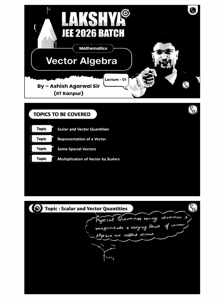 Vector Algebra 01 Class Notes | PDF