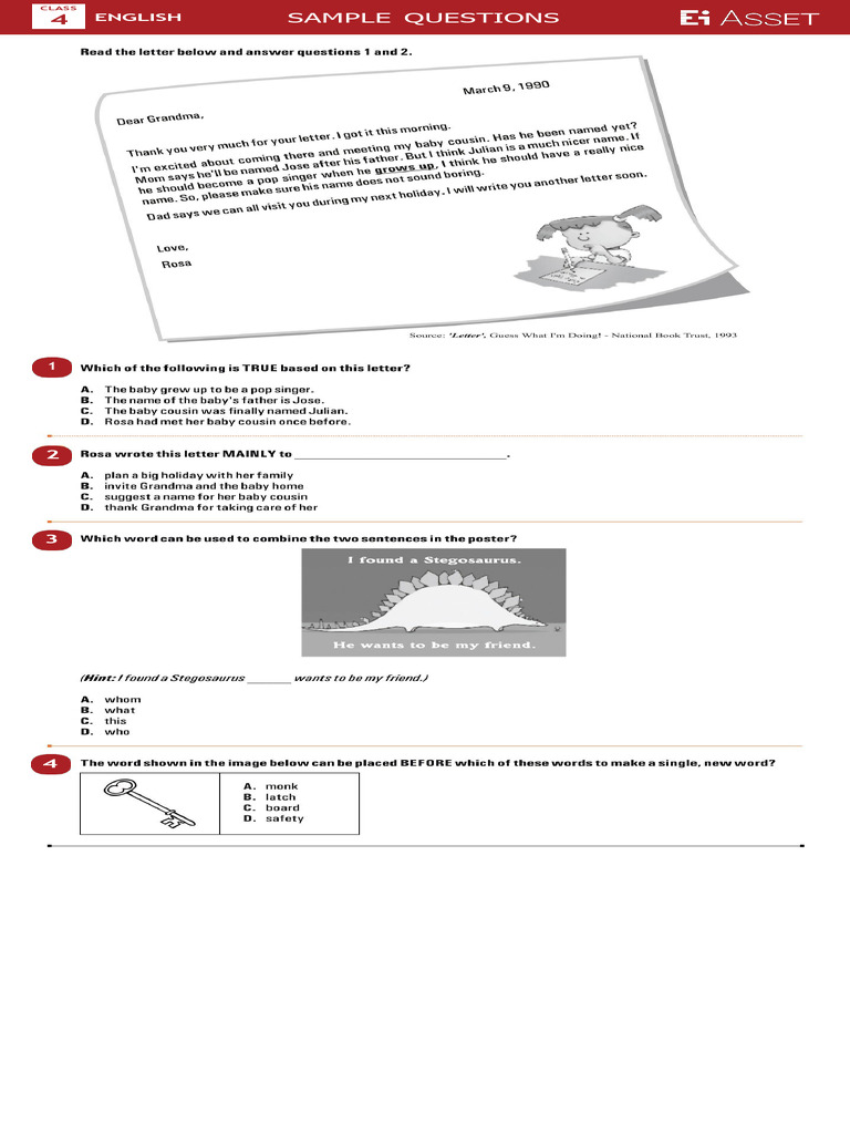 Std 4 - Asset - Sample Questions | PDF