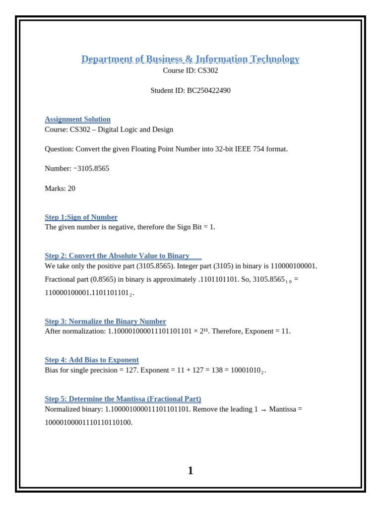 BC250422490 Assignment 01 CS302 | PDF