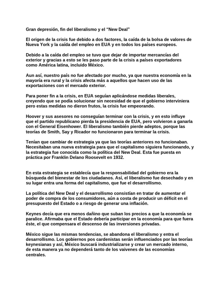 Crisis de 1929 y el New Deal en México | PDF