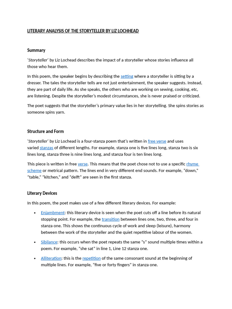 Analysis of Liz Lochhead's 