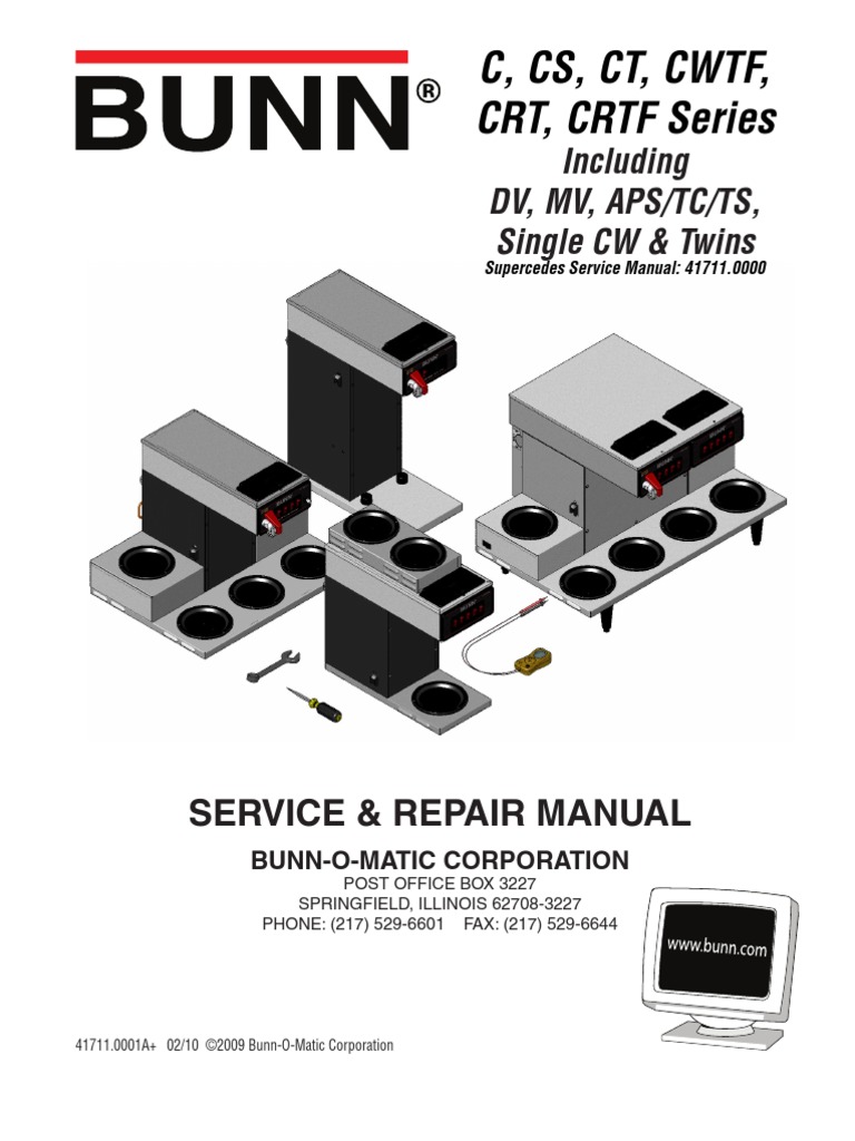 Bunn Coffee Maker CWTF15 Service Manual PDF Thermostat Relay