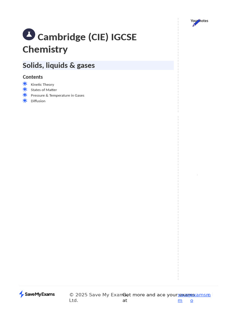 IGCSE Chemistry: States of Matter Guide | PDF | Gases | Liquids