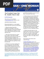 The President Comes Out, Dr. Jennifer Morse's Take