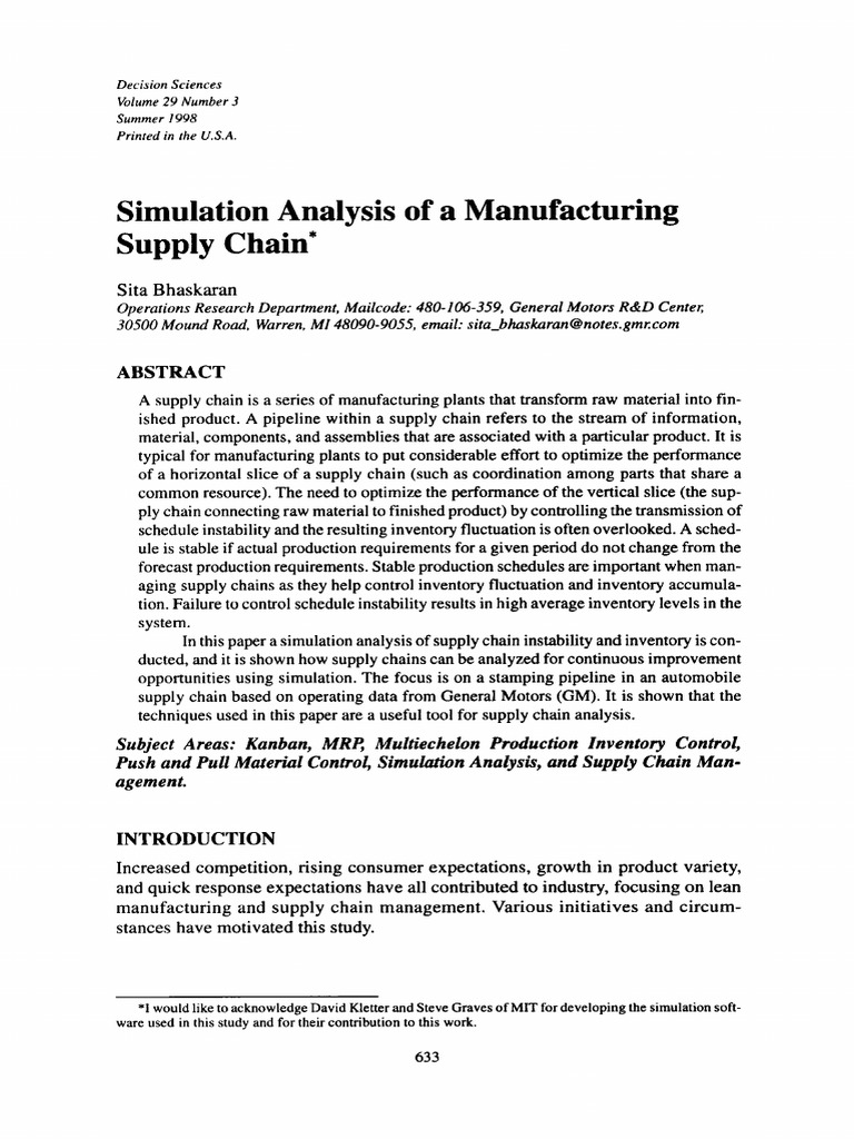Supply Chain Simulation Analysis | PDF | Forecasting | Supply Chain