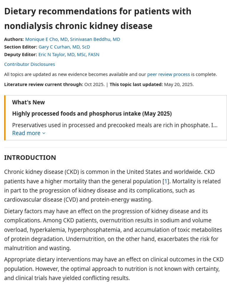 Dietary Guidelines for CKD Patients | PDF | Chronic Kidney Disease ...