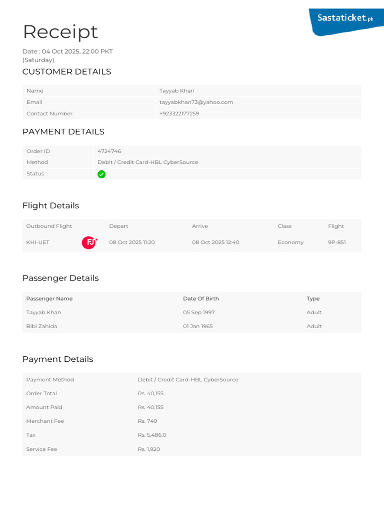 Order Receipt | PDF