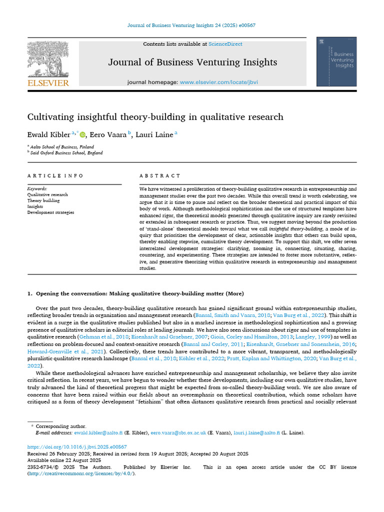 Cultivating Insightful Theory-Building in Qualitative Research | PDF ...
