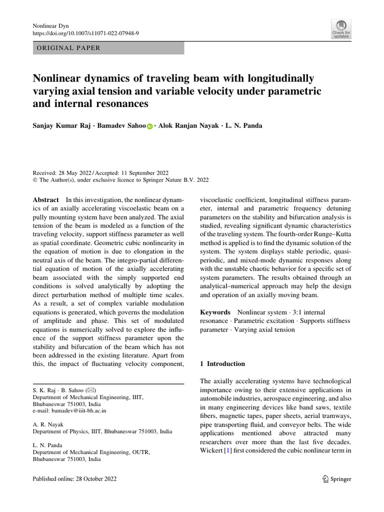 Nonlin Dyn | PDF | Viscoelasticity | Beam (Structure)