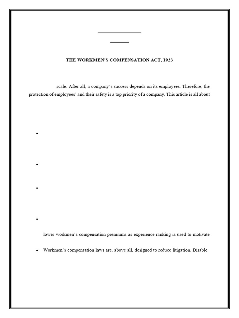 Workmen’s Compensation Act Overview | PDF | Employment | Damages