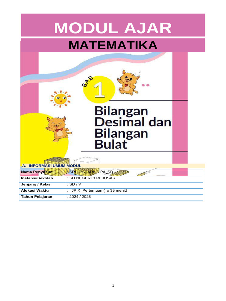Modul Ajar Matematika Kelas V SD | PDF