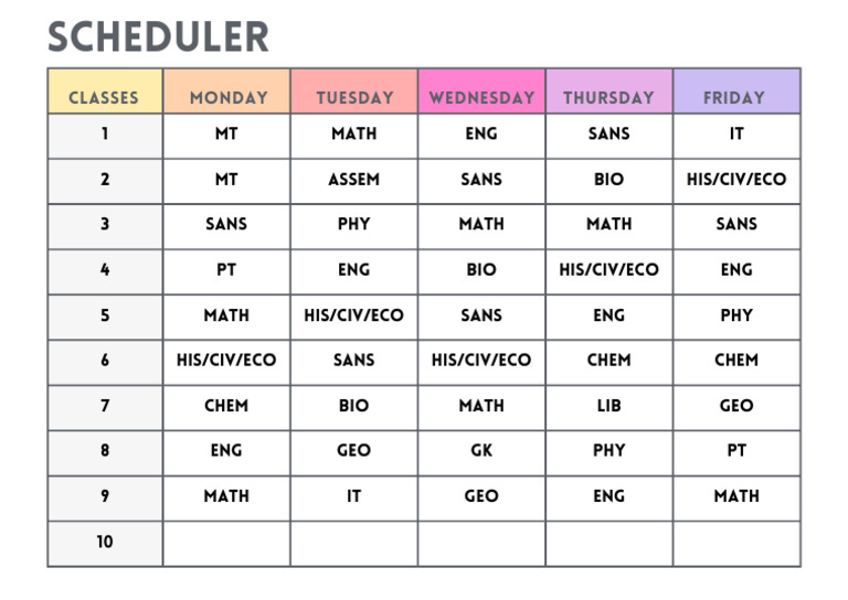 Class Schedule Overview | PDF