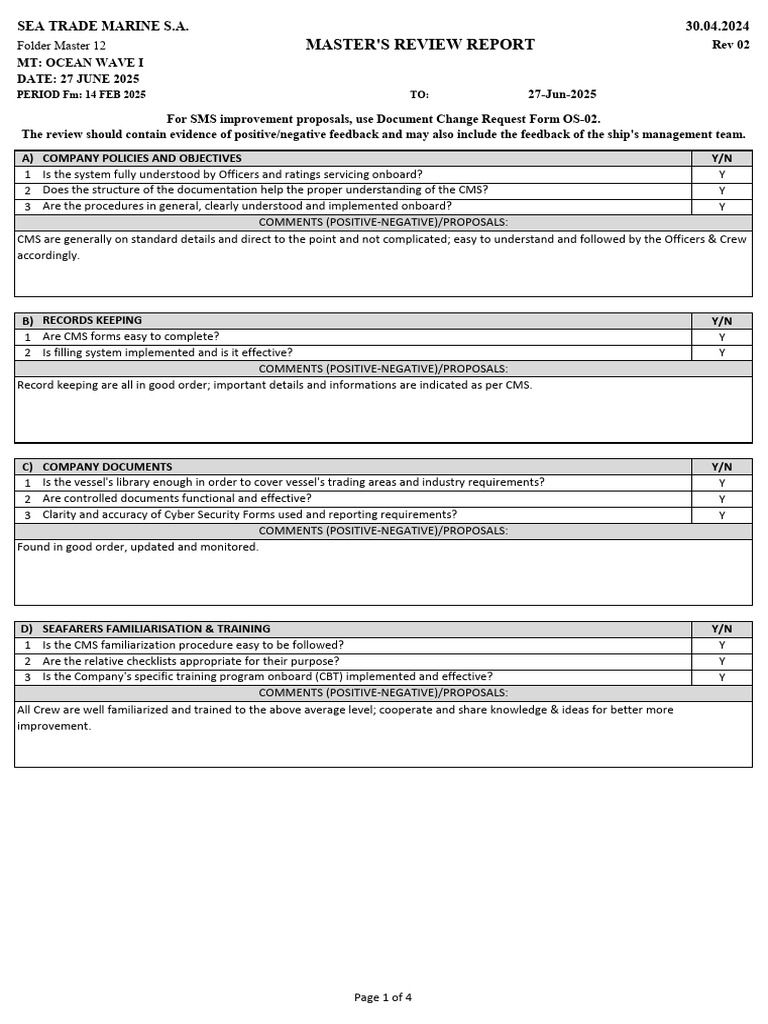 Master's Review Report for Ocean Wave I | PDF | Navigation | Safety