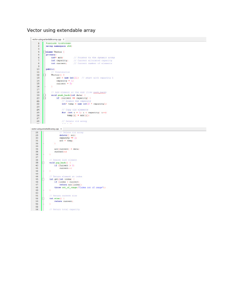 Vector Using Extendable Array | PDF