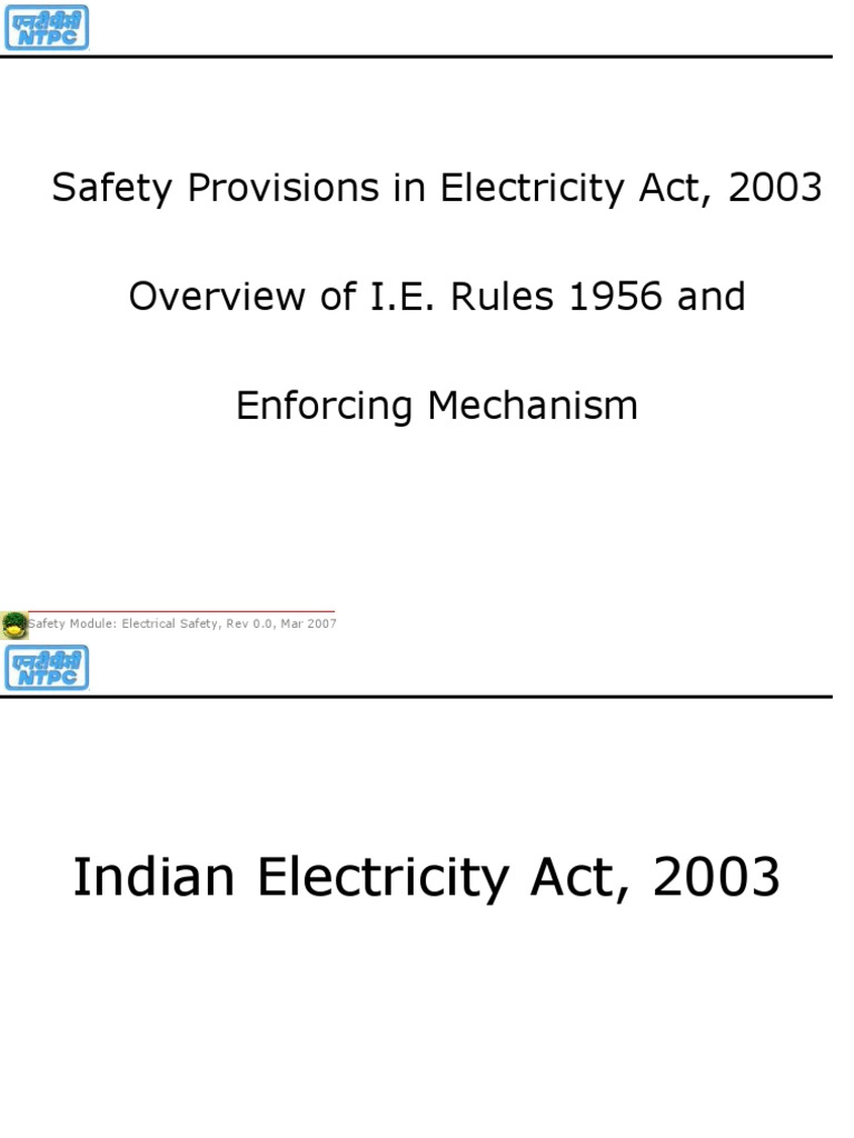 Safety Provision in Electricity Act PDF Electric Power Distribution