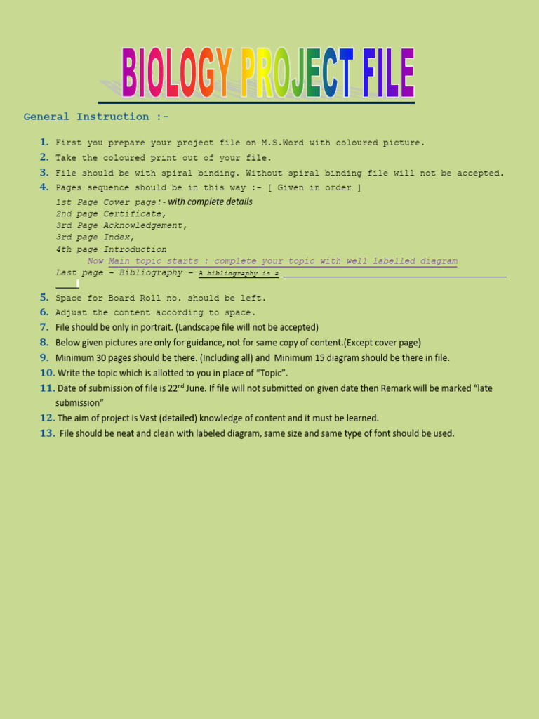 Biology Project File Instructions | PDF | Flowers | Pollination