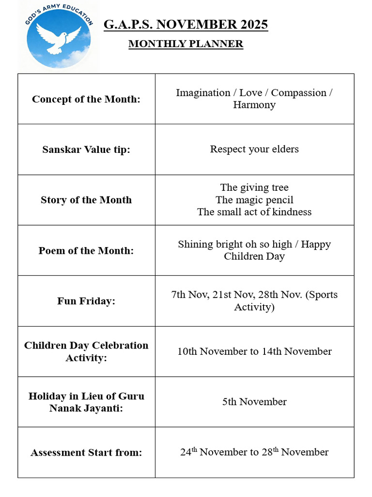 November 2025 Monthly Planner | PDF