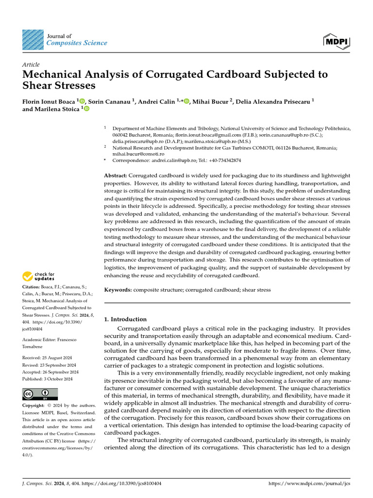Mechanical Analysis of Shear Stresses in Cardboard | PDF | Young's ...