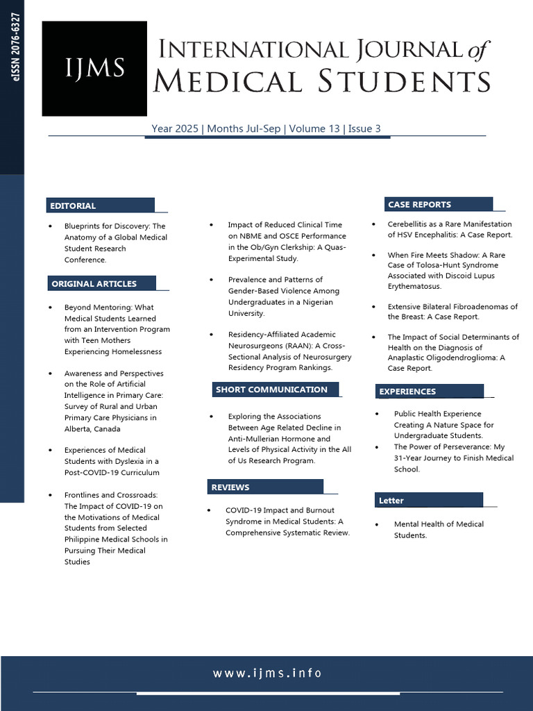 IJMS Volume 13 Issue 3 | PDF | Doctor Of Medicine | Medical School