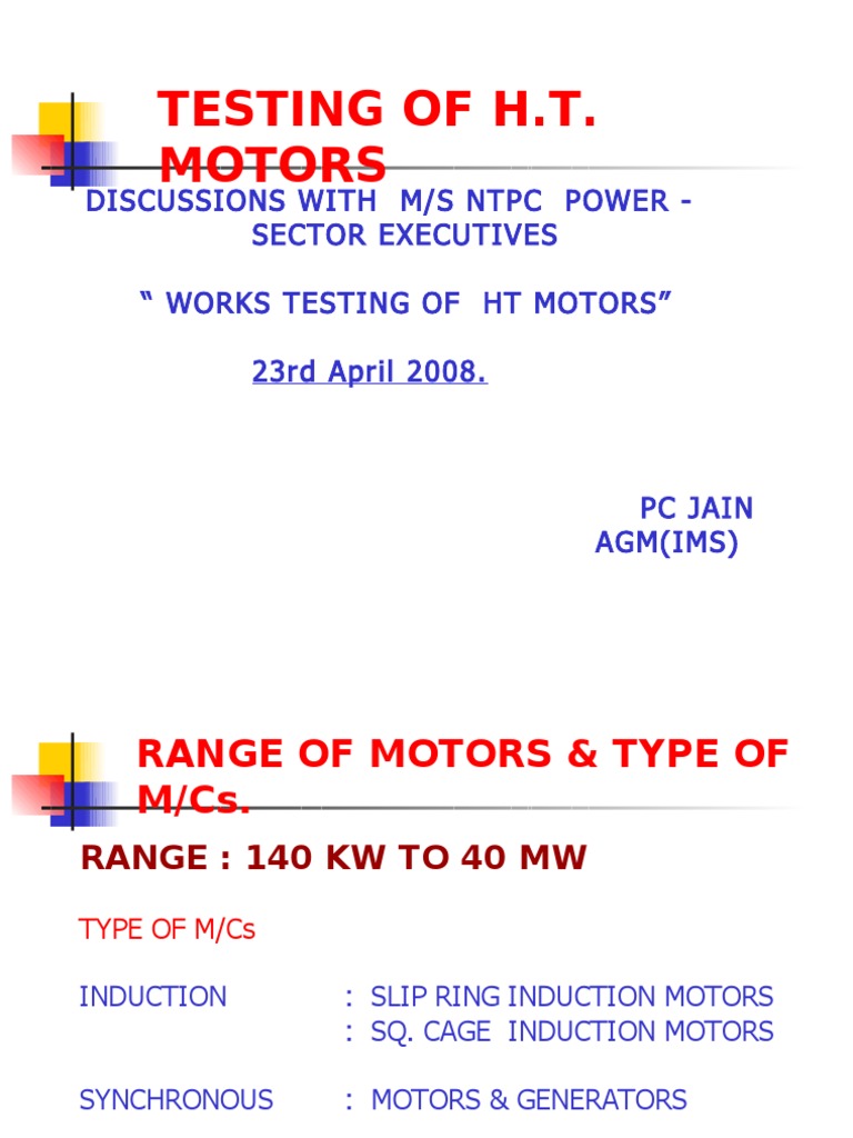 Testing of HT Motors | PDF | Mechanical Engineering | Electrical ...