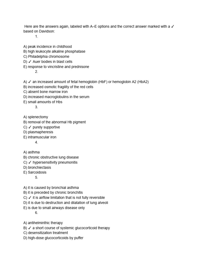 Medical Exam Answers and Treatments Guide | PDF | Dermatitis ...